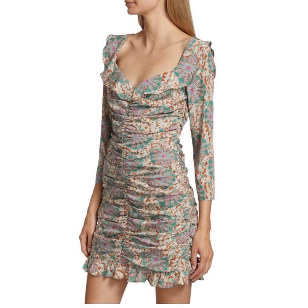 NWT - VERONICA BEARD Lozano Floral Ruched Minidress SILK - Size 6